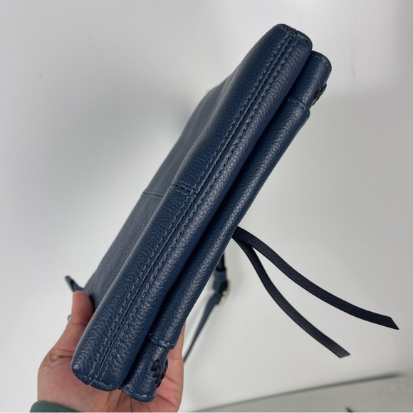 Brighton Interlok Blue Leather Crossbody Organizer Purse Silver Hardware Classic - Picture 10 of 14